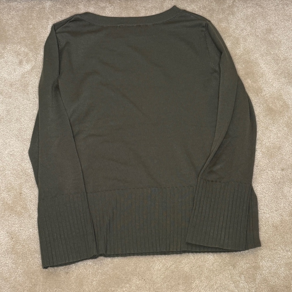 Cable & Gauge Olive Green Tunic Sweater Ribbed Trim Long Sleeve Pullover Size‎ L - Picture 3 of 8